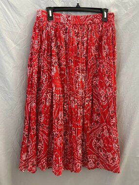 The Vermont Country Store Red Bandana Boho Western Skirt Women's 1X